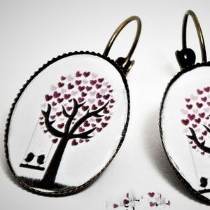 Tree and birds earrings
